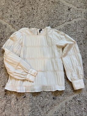 Vero Moda Cream Textured Long-Sleeve Blouse